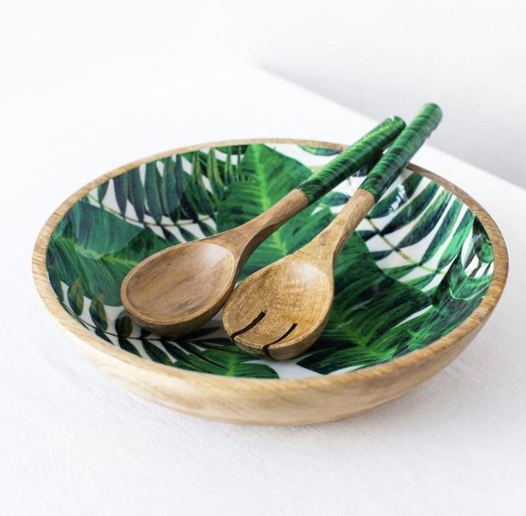 CNC Polished Wooden Bowl with Spoon, for Home, Party, Restaurant, Packaging Type : Box
