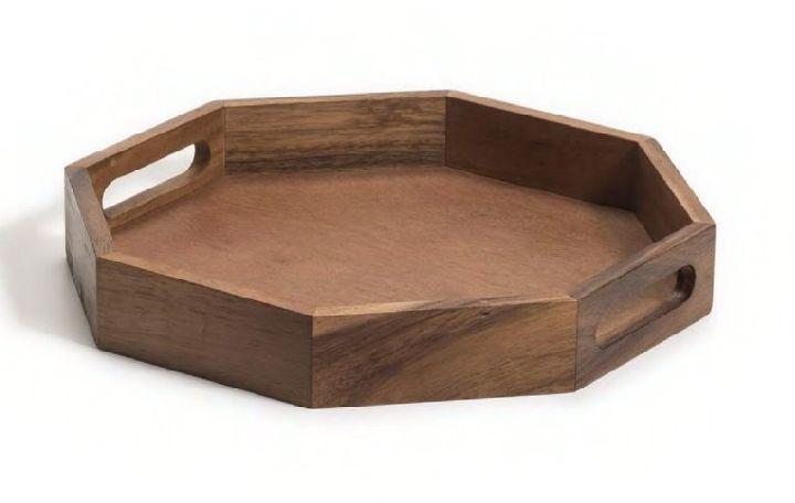 CNC Polished Wooden Octagon Tray, for Homes, Hotels, Restaurants, Pattern : Plain