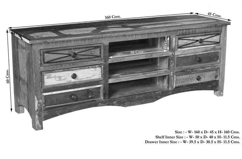 160x45x60 Cm Reclaimed Wood TV Unit