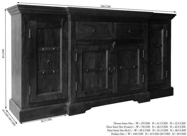 160x45x85 cm Acacia Wood Sideboard