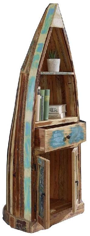 Waste Wood Boat Shaped Book Shelf