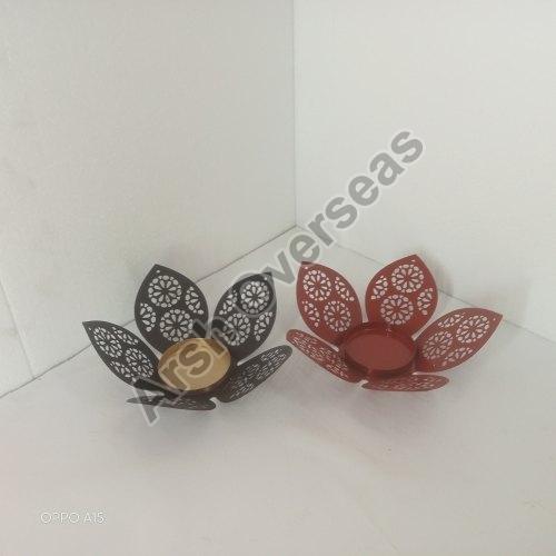 Flower Shape T-Light Candle Holder, for Home Decoration, Pattern : Plain