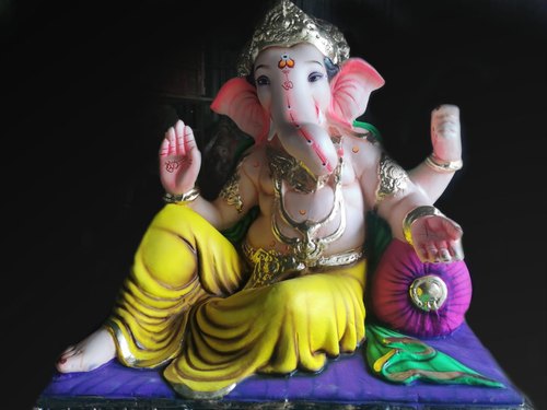 17 Inch Clay Ganesh Statue, for Religious Purpose, Packaging Type : Thermocol Box, Carton Box, Cardboard Box