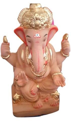 Light Brown Clay Ganesh Statue, for Religious Purpose, Packaging Type : Thermocol Box, Carton Box, Cardboard Box