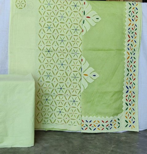Light Green Applique Embroidery Suit Material