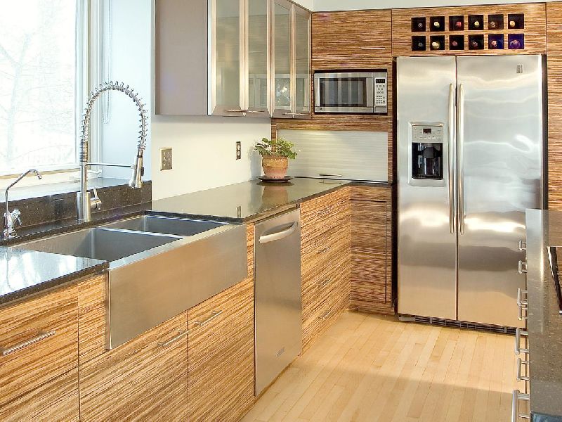 Polished Plain Teak Wood Modern Kitchen Cabinet, Size : Multisize