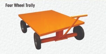 Steel Painted Manually four wheel trolley, for Handling Heavy Weights, Color : Orange