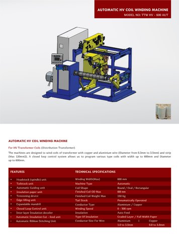 Automatic Hv Coil Winding Machine, Certification : CE, ISO 9001:2008 Certified