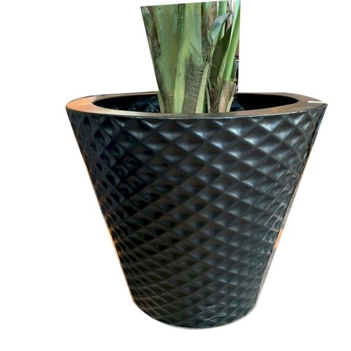Round Decorative Ceramic Planter, Color : Black