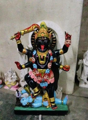 Polished Black Marble Mahakali Statue