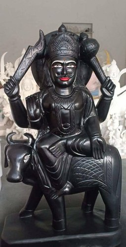 Black Marble Shani Dev Statue, Pattern : Carved, Carved