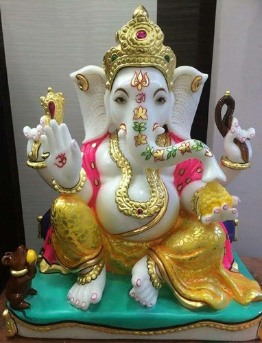 Polished Decorative Marble Ganesh Statue, Color : Multicolors