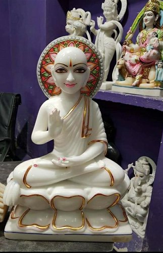 Marble Gautam Swami Statue, for Worship, Pattern : Carved