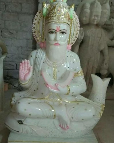 Marble Jhulelal Statue, for Worship, Temple, Pattern : Carved