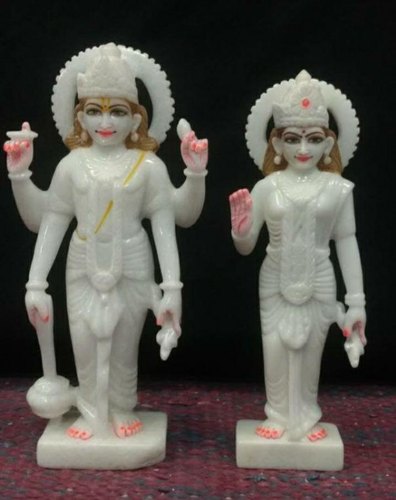 Marble Laxmi Narayan Statue, for Worship, Pattern : Carved