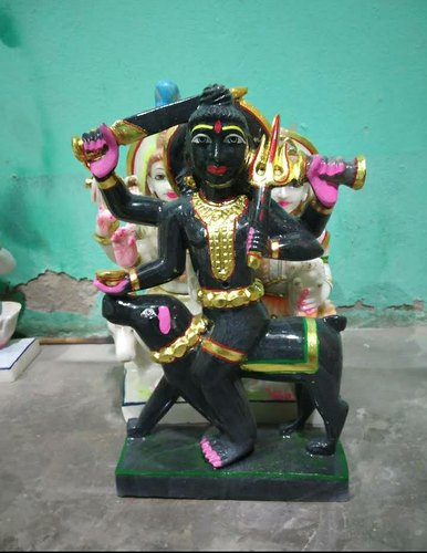 Polished Painted Marble Standing Mahakali Statue, for Worship