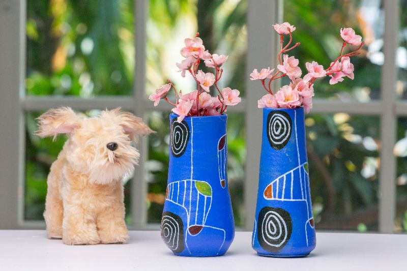 boho painted flower vase set