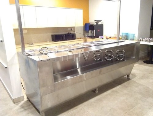 Stainless Steel Bain Marie Counter, Color : Silver
