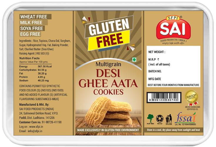 Desi Ghee Atta Cookies gluten free, Shelf Life : 3months