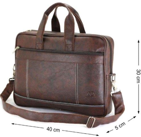 Leather Laptop Sling Bag, Color : Brown