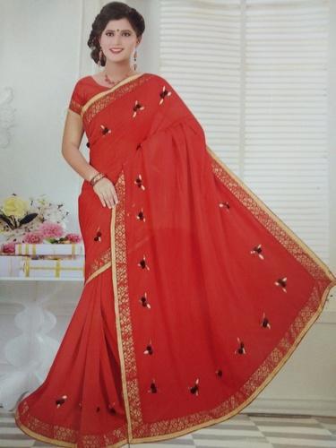 Plain Georgette Saree, Width : 58-60 Inch