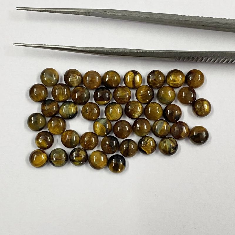 Natural Golden Pietersite Round Cabochon Loose Gemstone