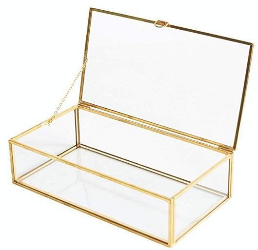 Clear glass box with brass