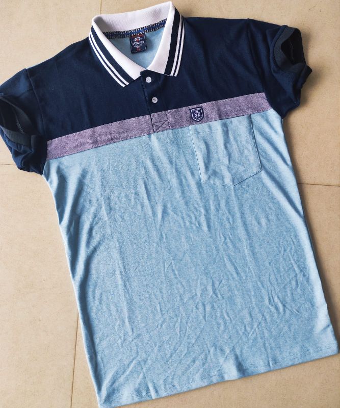 TONY Plain Cotton men collar t-shirt, Size : XL, XXL