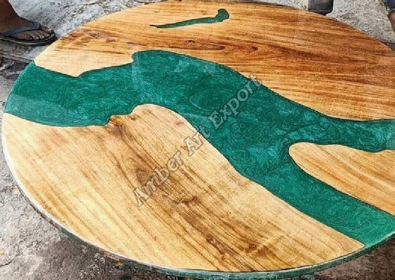 Resin Table Tops, Shape Curved by AMBER ART EXPORT from Jodhpur
