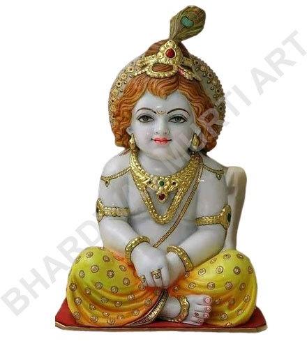 Printed Marble Bal Gopal Statue, Color : Multicolored