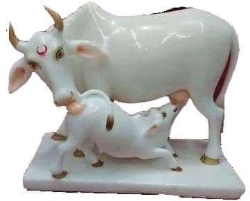Marble Cow and Calf Statue, for Shiny, Size : 4 Feet