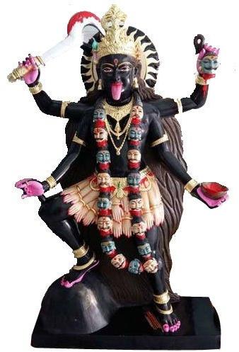 Marble Kali Mata Statue, for Worship, Temple, Pattern : Plain