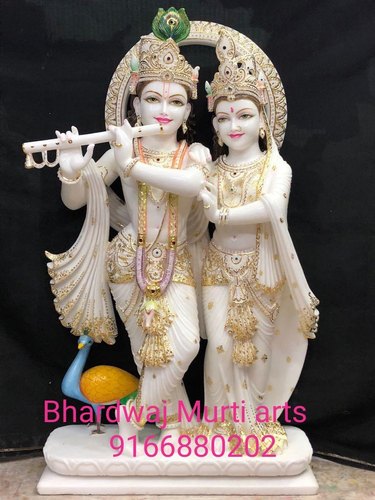 Marble Radha Krishna Statue, for Temple, Pattern : Printed