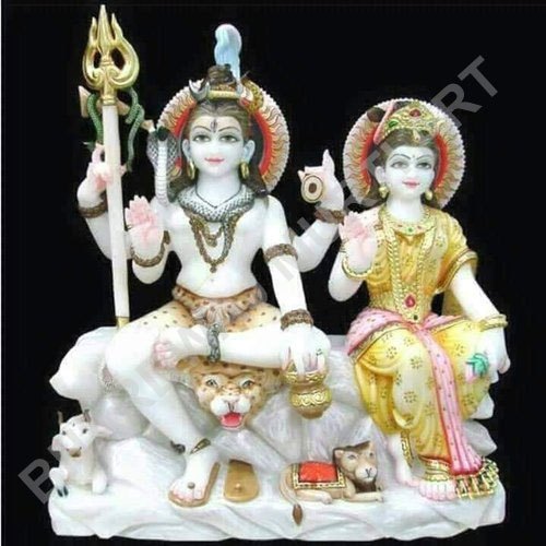 Printed Marble Shiv Parvati Statue, Packaging Type : Thermocol Box
