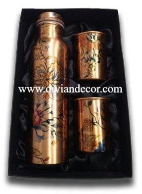 Copper Bottle with 2 glass set, for Drinkweare