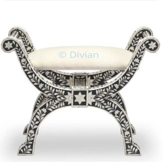 Handmade Bone Inlay Roman Chair