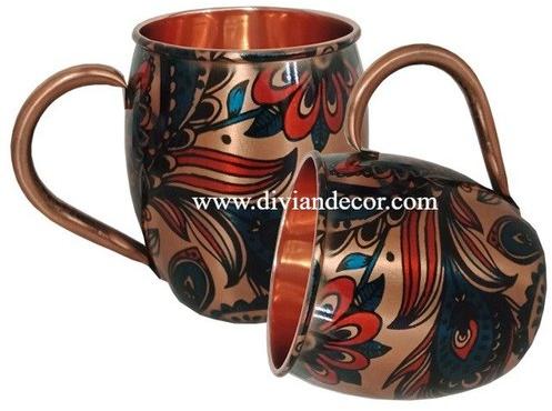  Meenakari Pure Copper Mug, Packaging Type : carton box, bubble wrap