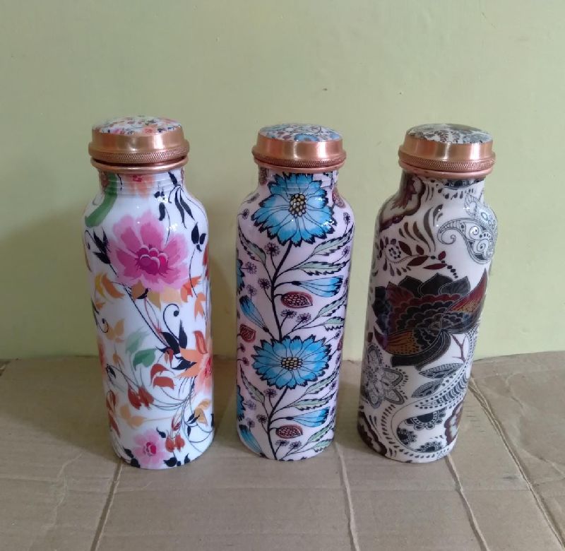 Printed Copper Water Bottle, Copper Bottle Manufacturers In Moradabad