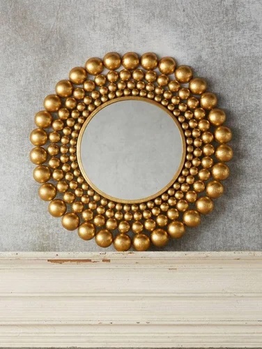 Glass Decorative Wall Mirror Frame, Color : Golden