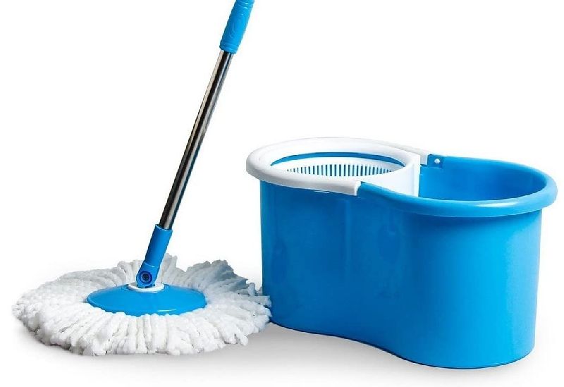 Floor Cleaning Mop Stick with Bucket, Pattern Plain, Pole Material