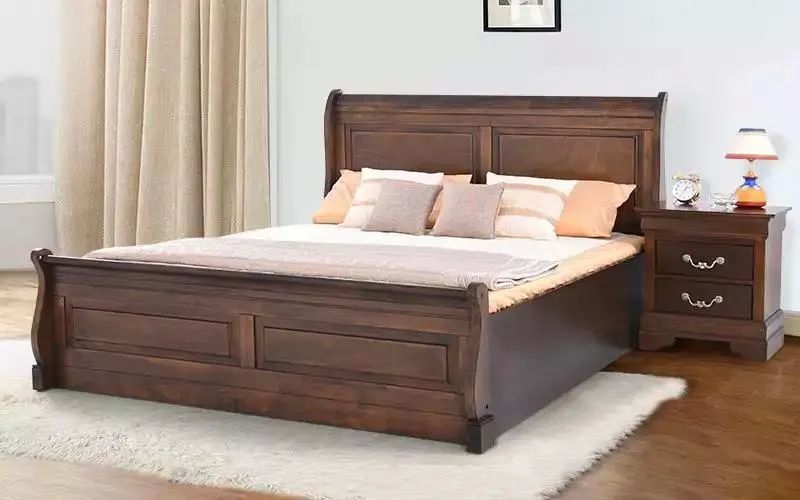 Rectangular Polished Wooden King Size Bed, Color : Light Brown