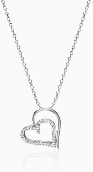 925 Sterling Silver Heart Necklace, Gender : Female