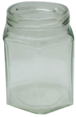 Round 200ml Hexagonal Glass Jar, for Commercial, Color : Transparent