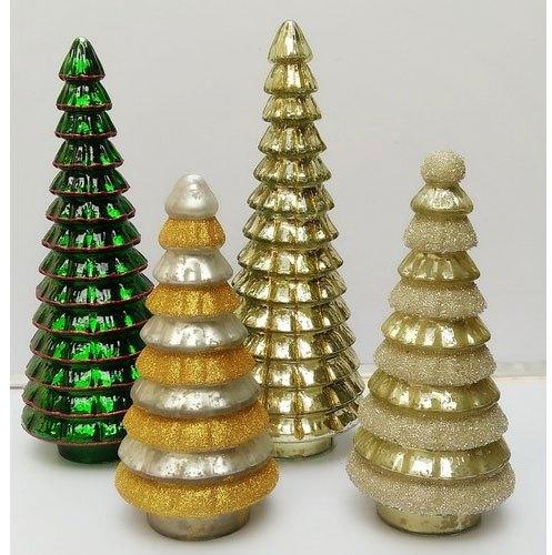 Decorative Glass Christmas Tree, for Decoration, Color : Golden Green