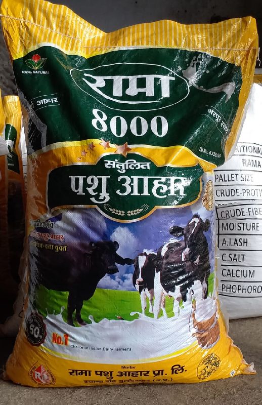 Rama 8000 Pallet Pashu Aahar, for Cattle Feeds, Packaging Type : BOPP Bag