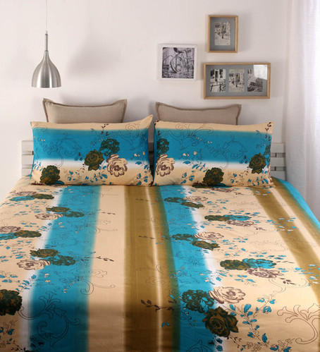 Cotton Printed Double Bed Sheet, Color : White