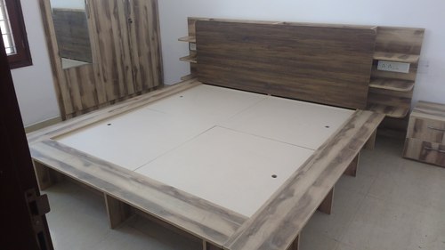 wooden double bed