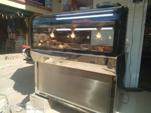 Stainless Steel Normal Glass Vada Pav Counter, for Food Display, Design : Curve