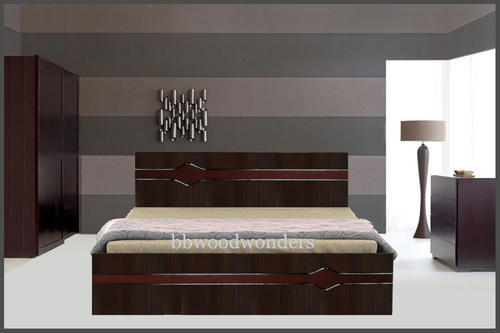 Wooden bed, Color : Grey