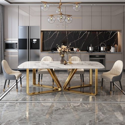 Rectangular Stainless Steel Dining Table, for Home